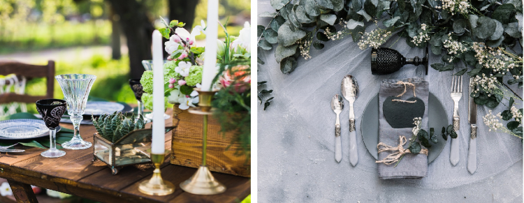 Tischdeko Hochzeit botanisch rustikal