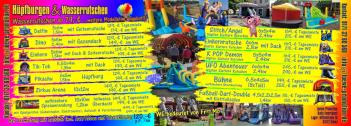 Flyer für Hüpfburg-Wasserrutschen-Freizeitattraktionen-Preise Rally Ewersbach&die Stitch Mit-Machshow,