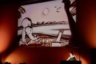 Katrin Weißensee mit ihrer Sandgeschichte „Rendezvous“ - live im Campussaal Brugg / Schweiz Katrin Weißensee | Sandmalerin | SandArt