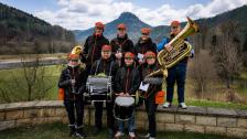 Elbsandsteiner Blasmusikanten bei der Schifferfastnacht Prossen in der Sächsischen Schweiz Elbsandsteiner Blasmusikanten